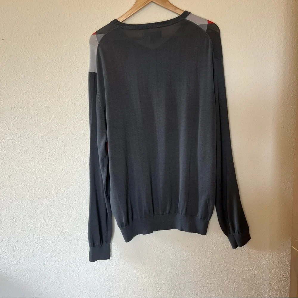 Kenneth Roberts Platinum mens argyle silk blend v-neck sweater size XL